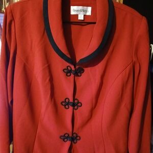 Danny & Nicole Elegant Red Blazer with Black Accents